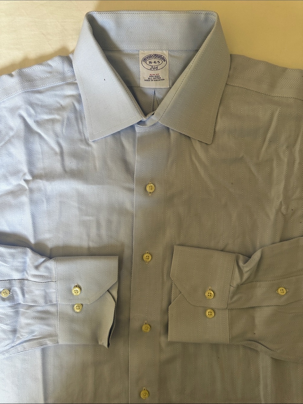 Brooks Brothers Slim Fit Light Blue Herringbone Men’s Dress Shirt Size 16-4/5